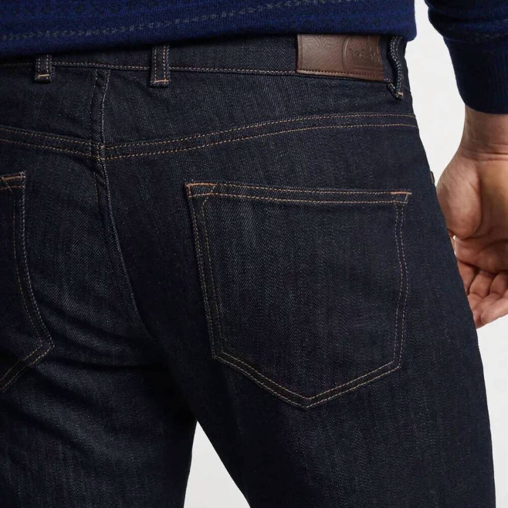 NEW PETER MILLAR vintage washed five-pocket pants - 32" in dark indigo - Picture 3 of 5